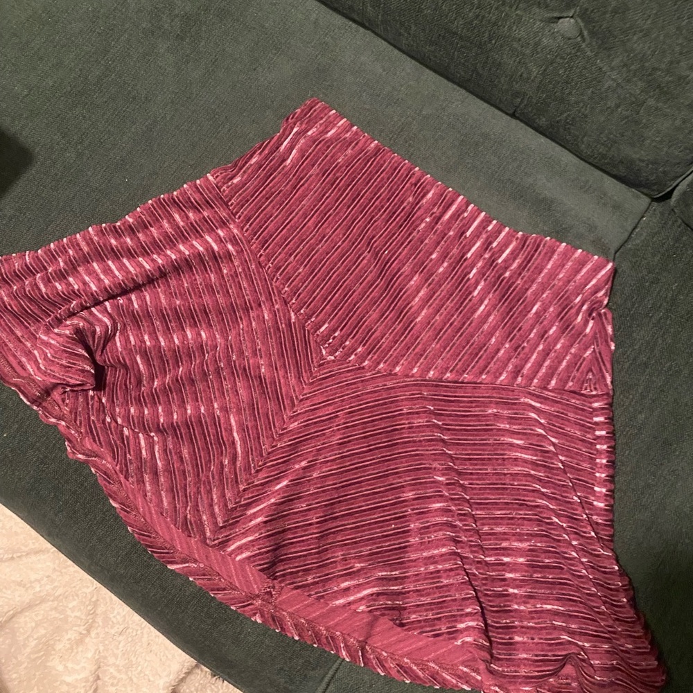 Free People Purple Pleated Velvet High Waisted Mini Skirt